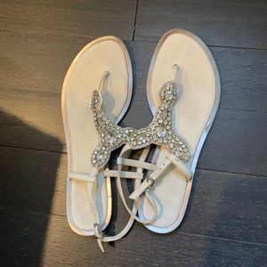 White rhinestone sandals